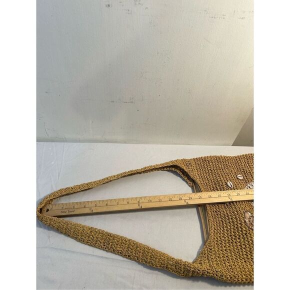 Natural Beach shoulder tote woven bag Seashells zipper 13" - Picture 7 of 7